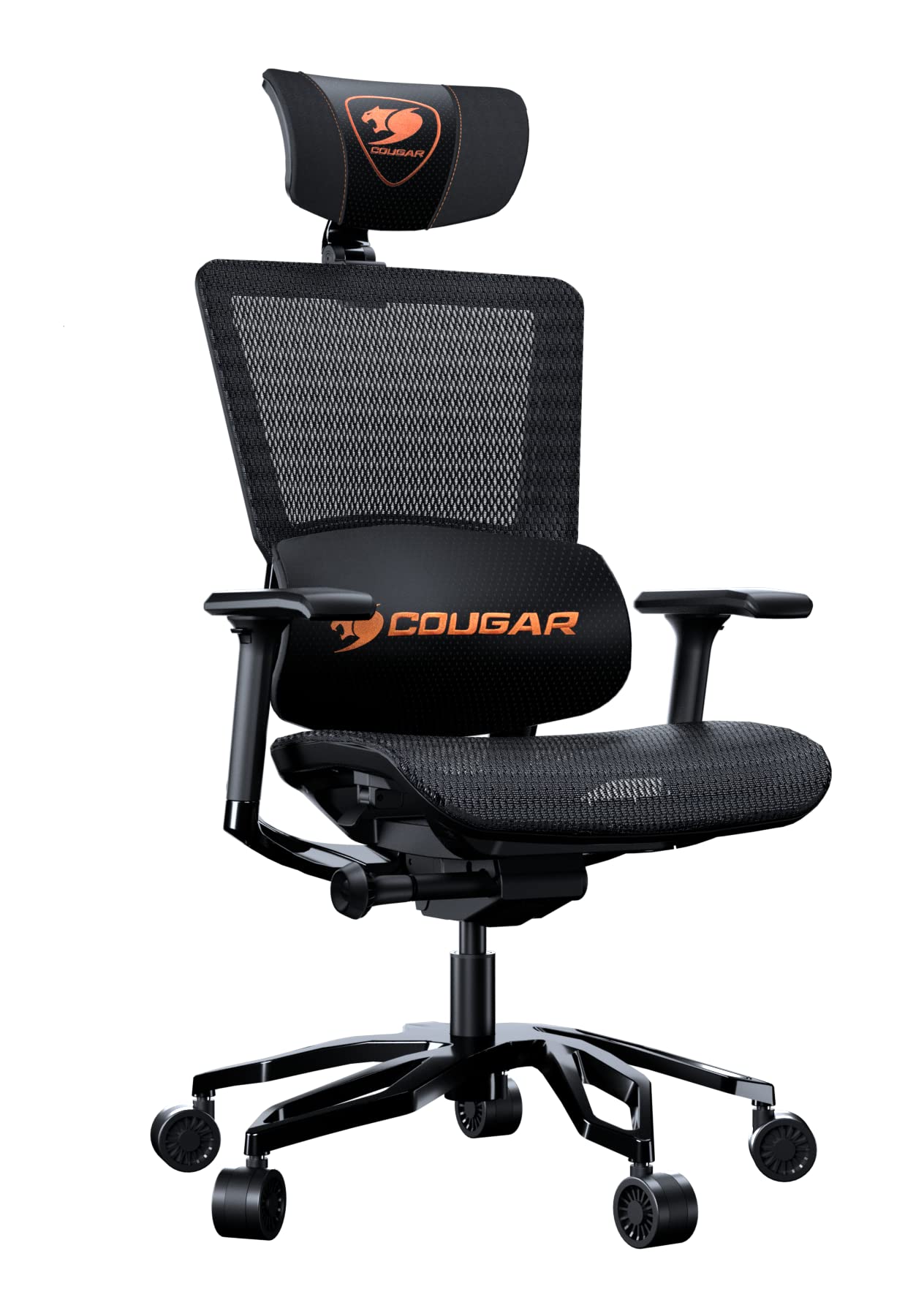 Cougar Gaming | Fauteuil Gaming | Argo Black - Forme Ergonomique - Siège Réglable - Accoudoirs Ajustables - Dossier Inclinable - Mesh Respirant - Cadre en Aluminium