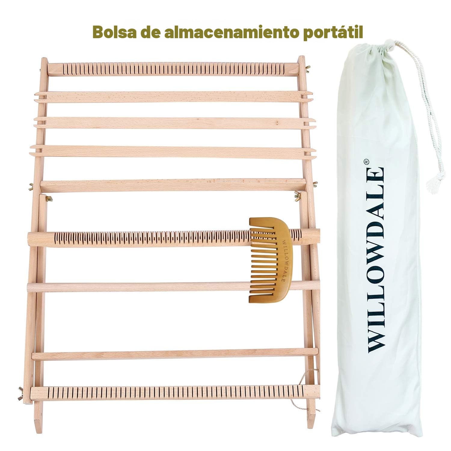 WILLOWDALE Telar de tejido con soporte, 25.2 pulgadas de alto x 19.3 pulgadas de ancho, kit de telar de madera para adultos, marco extragrande, desarrolla la creatividad para principiantes | Kit de telar de madera para principiantes, marco extragrande, de