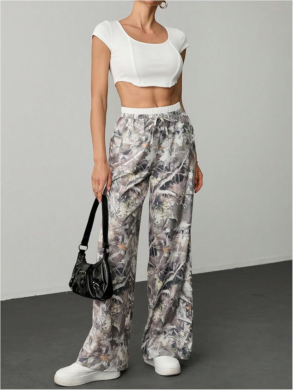 Women's Camo Pants Wide Leg Baggy Sweatpants Drawstring Waist Y2k Stweat Pants Joggers Streetwear - Image 5