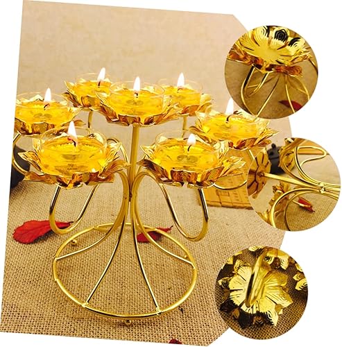 Miniatura 8 de COHEALI Lotus Ghee - Soporte para lámpara de té, lámpara de aceite de cobre tibetano, soporte para lámpara de altar