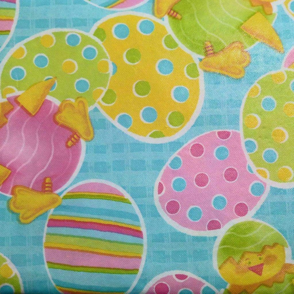 THE RAISE TABLECLOTHS, Easter TableclothVinylFlannel Back52x70 OblongChicks/Eggs