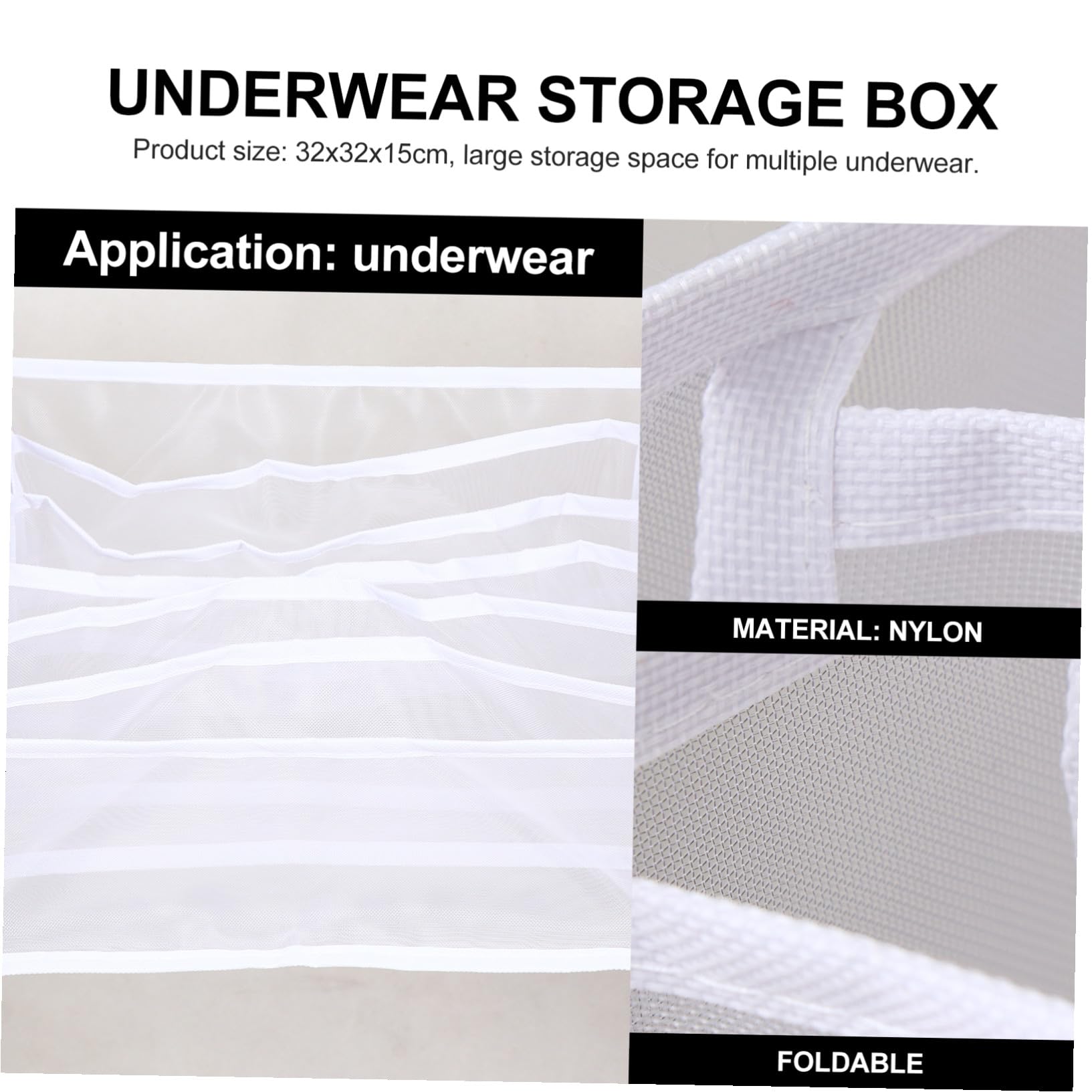 Baluue Aufbewahrungsboxen Dekorativ 3 Stück aus Nylon für Unterwäsche Stapelbar mit 18 Fächern und Ordnung im Kleiderschrank und Zuhause