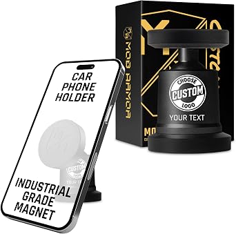 Mob Armor MobNetic Maxx - Customized Magnetic Phone Holder for Car, Personalized Car Phone Mount with 90-Degree Tilt, 360-Degree Rotation, Aluminum Metal, Compatible with iPhone & Android - Black