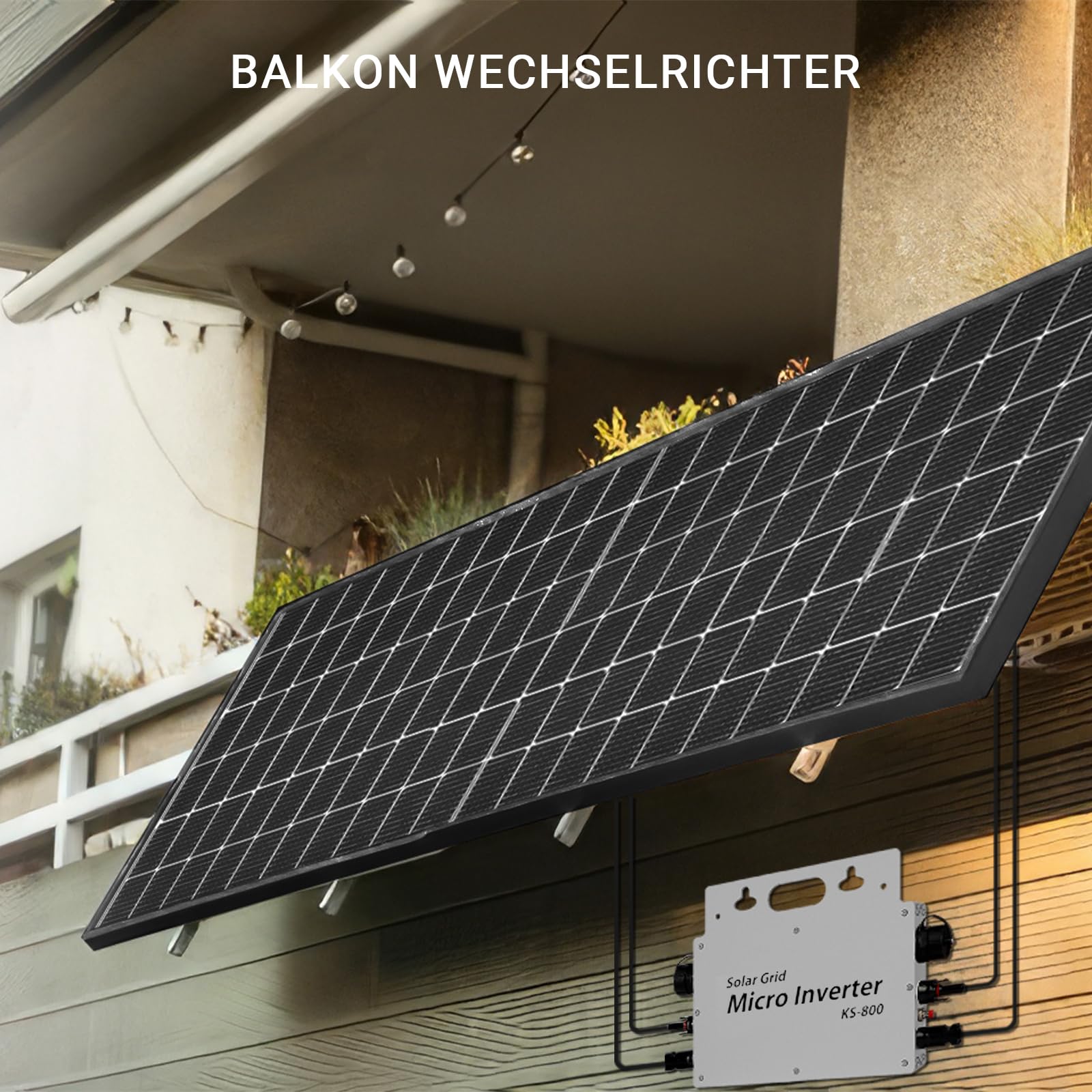 Balkonkraftwerk Wechselrichter 800W，PV Wechselrichter IP65 Wasserdicht，Wechselrichter Solar mit WLAN APP，Wechselrichter Balkonkraftwerk für 2 Solarmodule