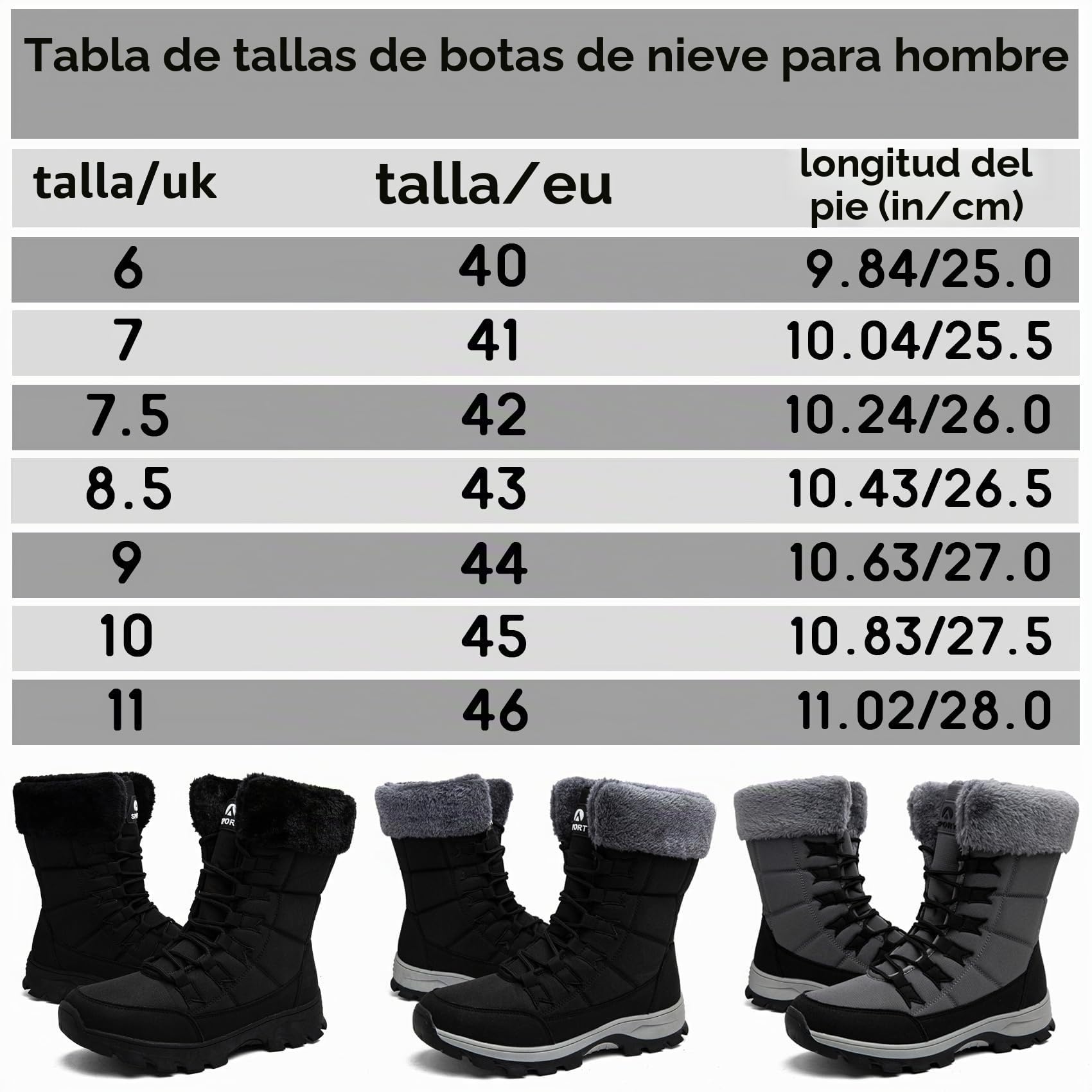 Botas de Nieve Hombre Invierno Calentar Forrada Botines Impermeable Antideslizante Bota de Senderismo