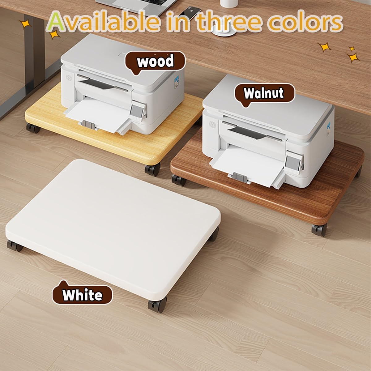Mueble Impresora,Fácil Montaje Carro de Impresora con Ruedas Bloqueables,Móvil Estantería para Impresora,para Impresora,Trituradora de Papel(White,19.6 * 17.7in)
