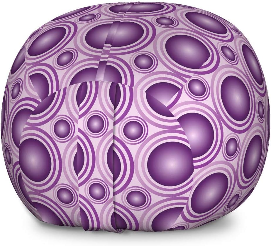 Ambesonne Mauve Storage Toy Bag Chair, Gradient and Geometric Circular Pattern with Inner Lines and Ring Balls Digital Graphic, Stuffed Animal Organizer Washable Bag, Large Size, Purple