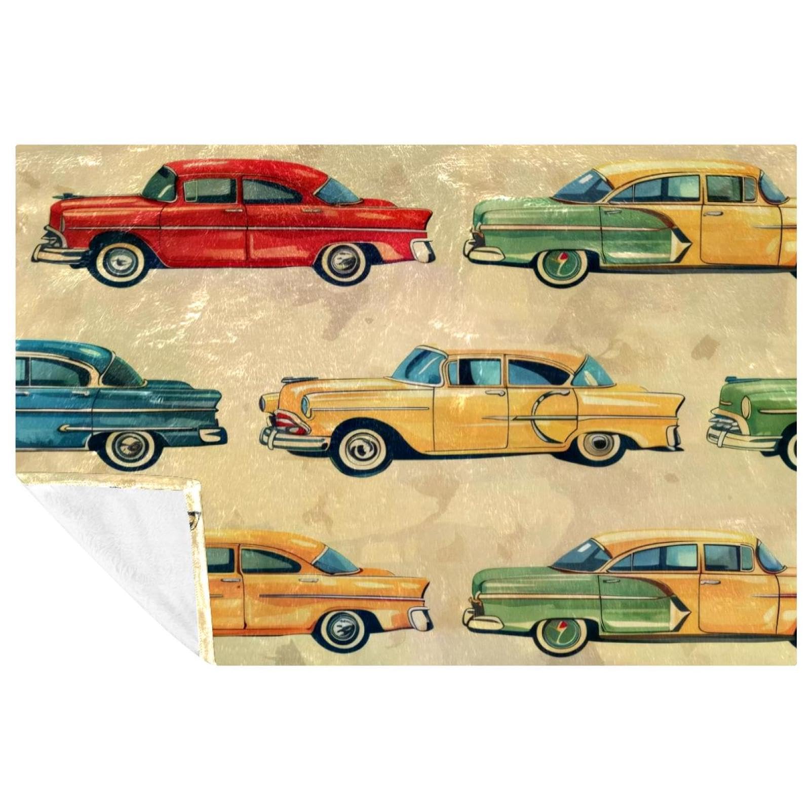 Couverture voiture vintage contre le froid sur lit et canapé
