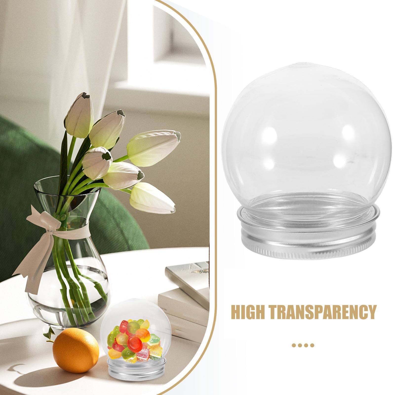 25pcs 3 "DIY Christmas Snow Globe Water Globe con 57mm Screw Off Cap | Kit di sfere d'acqua ricaricabili, barattolo vuoto in plastica trasparente per caramelle e caramelle per la casa, fai da te