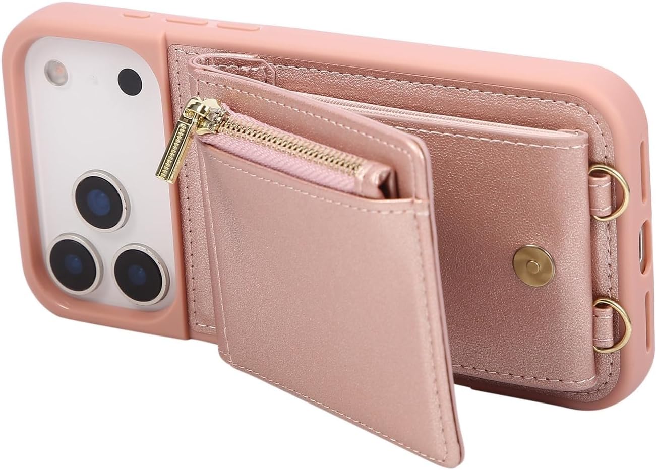 Leather Wallet Crossbody Case for iPhone 17/17 Air/17 Pro/17 Pro Max, Flap Card Storage Stand Cover, Long Shoulder Strap Shell(Beige,17 Air)