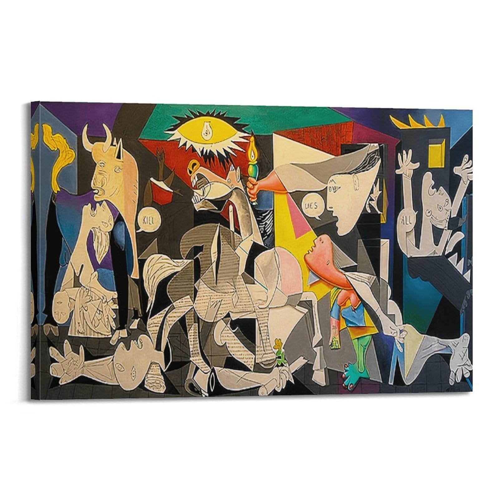 SJWINER Pablo Picasso Famous Paint (Sunsightly Famous Guernica) Print Poster Aesthetic Cover Poster Design Painting for Living Room Bed Room 08x12inch(20x30cm) Frame-style