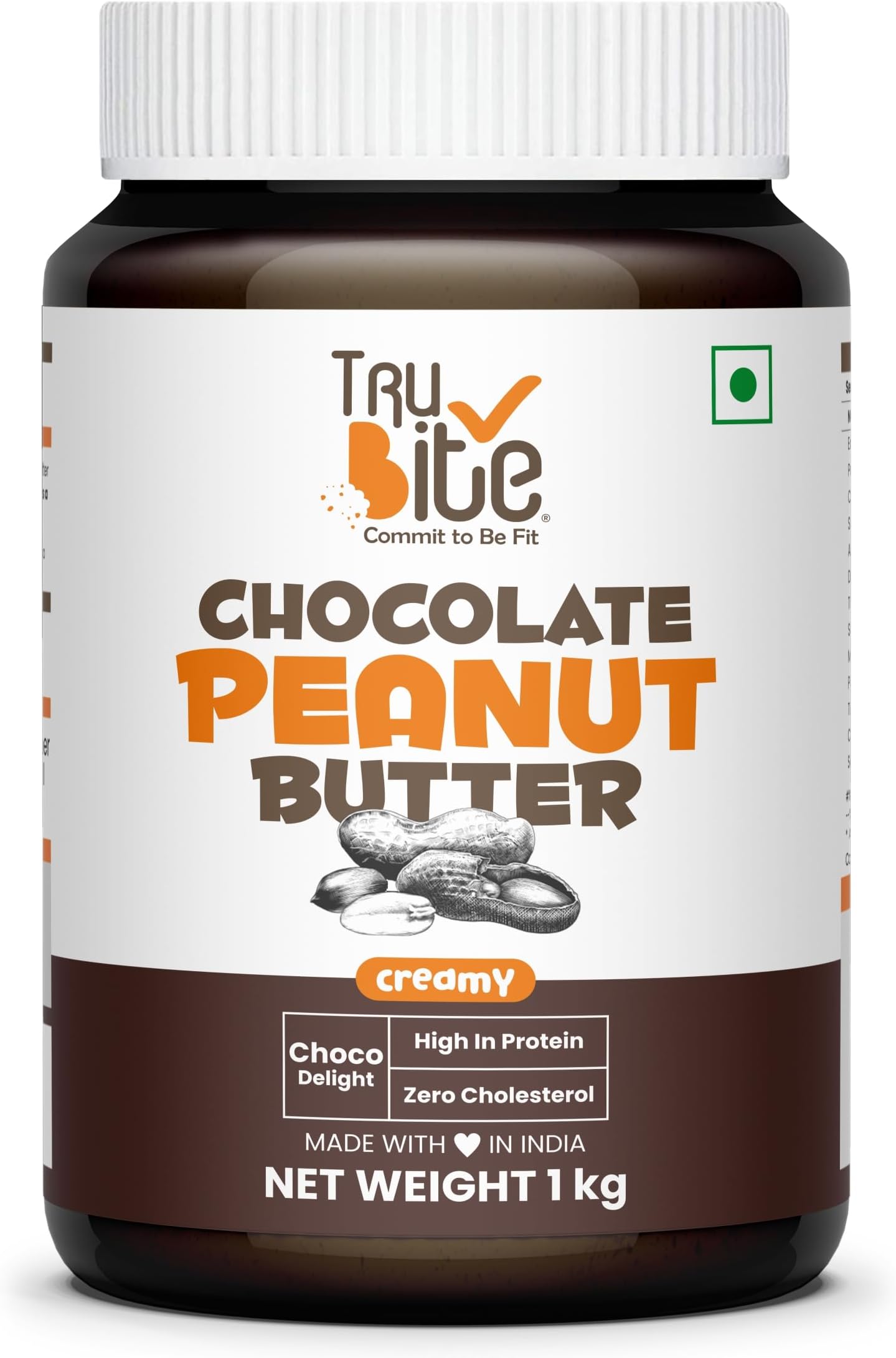 Trubite Chocolate Peanut Butter (Creamy) (1kg) | High in Protein | Goodness of Dark Chocolate | No Cholesterol | Rich in Antioxidant