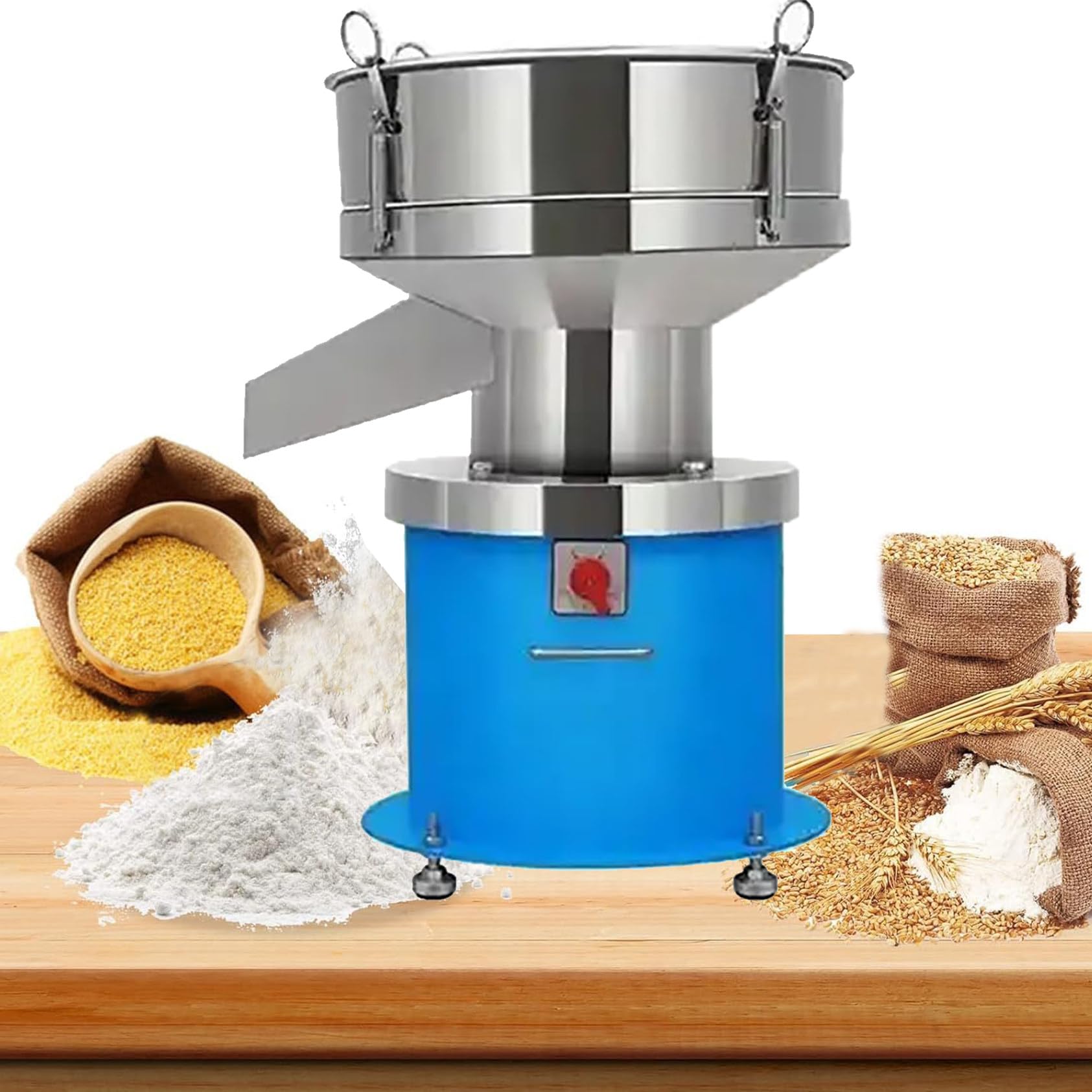 Tamizadora de polvos de 120 W, tamizadora vibratoria eléctrica de acero inoxidable, tamizadora automática para polvos y líquidos.,20/70