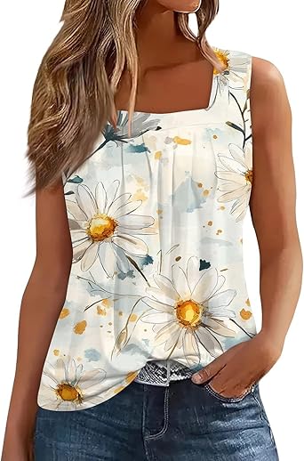 Spring Summer Plus Size Dressy Tank Tops for Women 2025 Womens Workout Floral Boho Beach Sleeveless Shirts Blouses