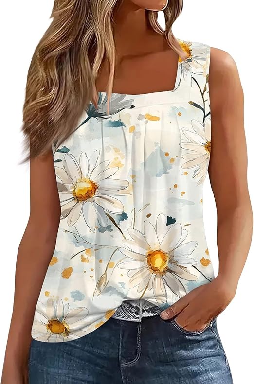 Spring Summer Plus Size Dressy Tank Tops for Women 2025 Womens Workout Floral Boho Beach Sleeveless Shirts Blouses