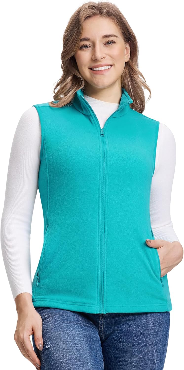 Outdoor Ventures Women's Fleece Vest, Zip Up Lightweight Soft Running Vest Outerwear Sleeveless with Pockets - Image 3