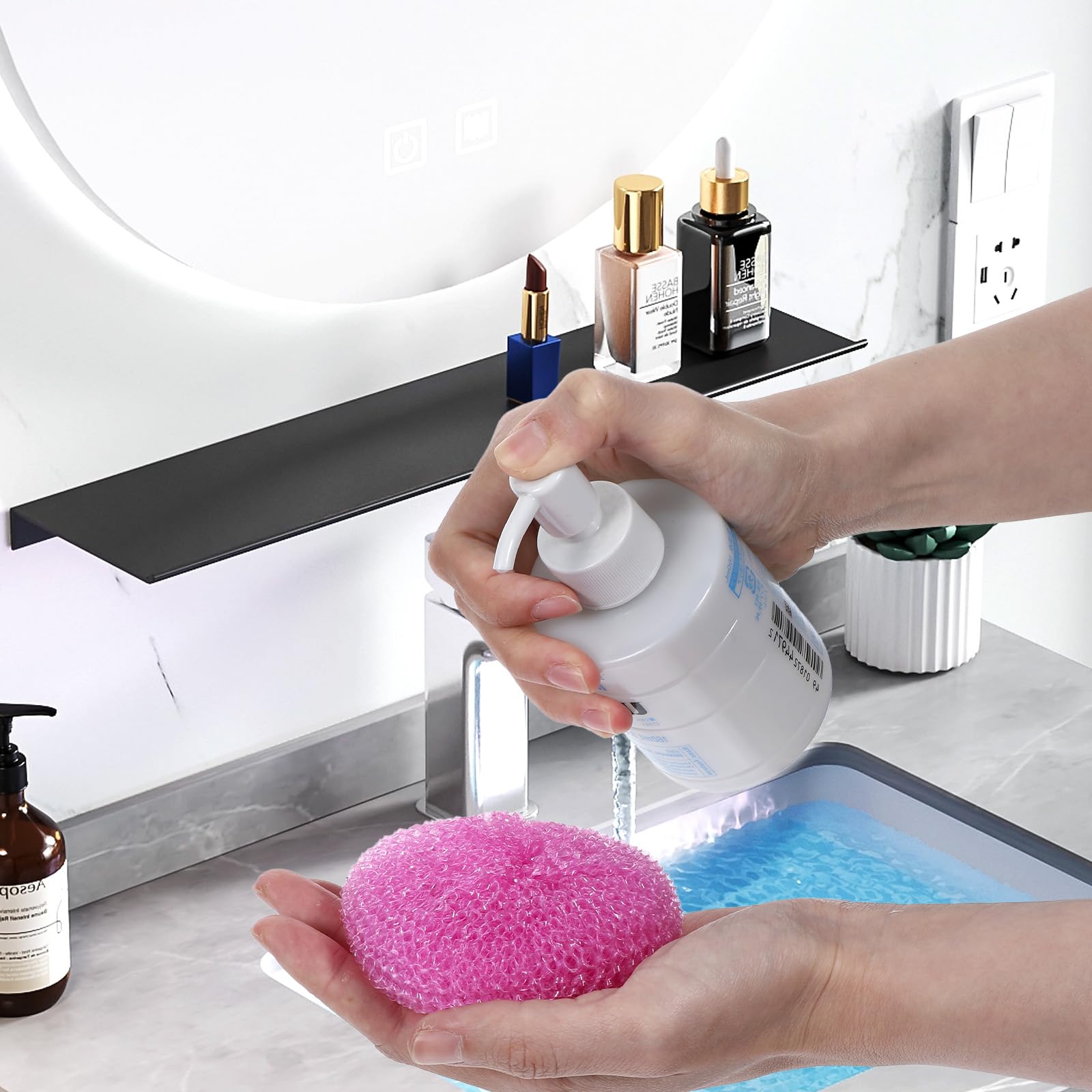 100 spugne in plastica per piatti, scrubber rotonde per pentole per cucina, antigraffio, 8,5 cm, in rete di nylon, riutilizzabili, per la pulizia della casa
