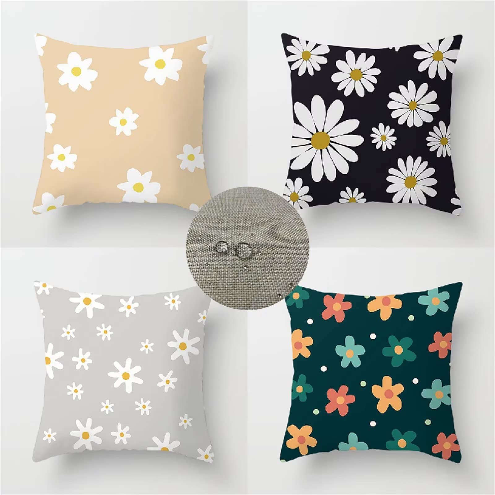 Federe Cuscini Divano 60x60 Set di 4 Cuscini per Divano impermeabile Lino Esterno Cuscini Decorativi Astratto Motivo Cuscini Divano,Soggiorno Letto Estate giardino Copricuscino (Grigio chiaro) JW-7664