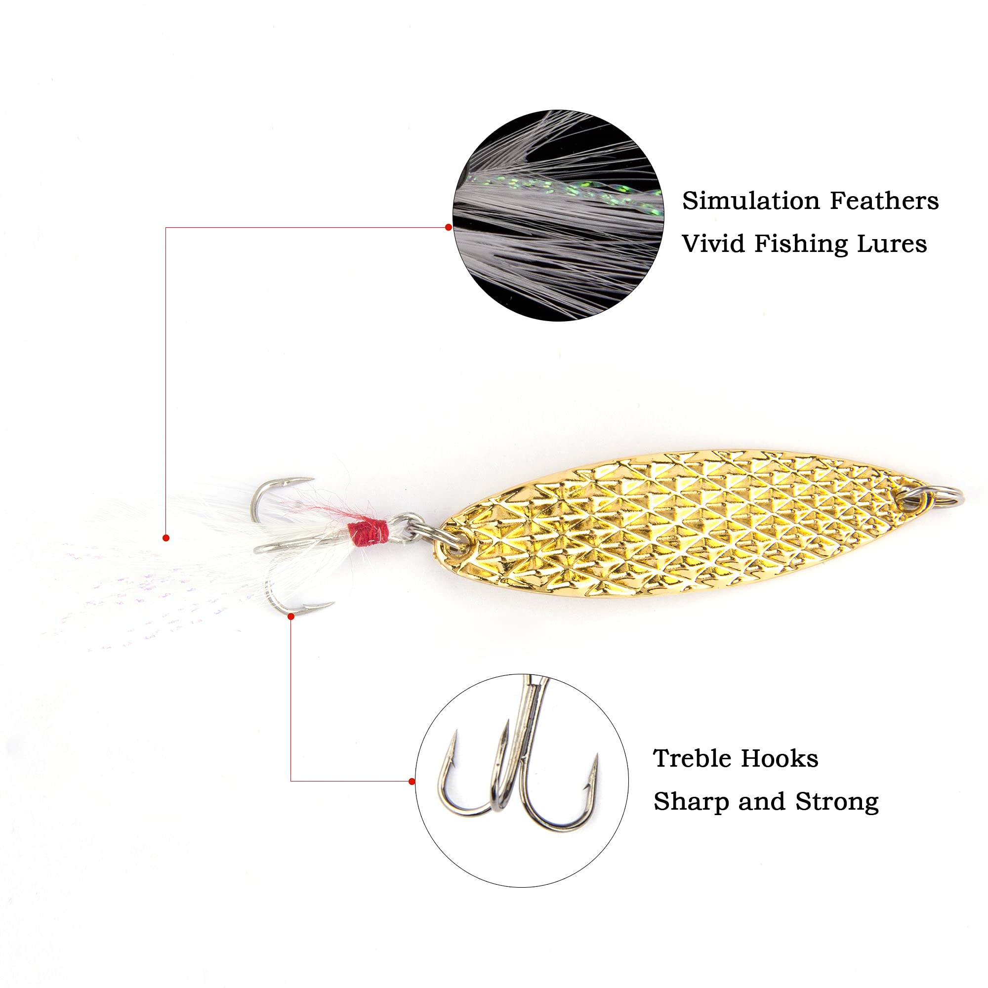 Lot de 10 leurres de pêche en métal avec boîte de rangement