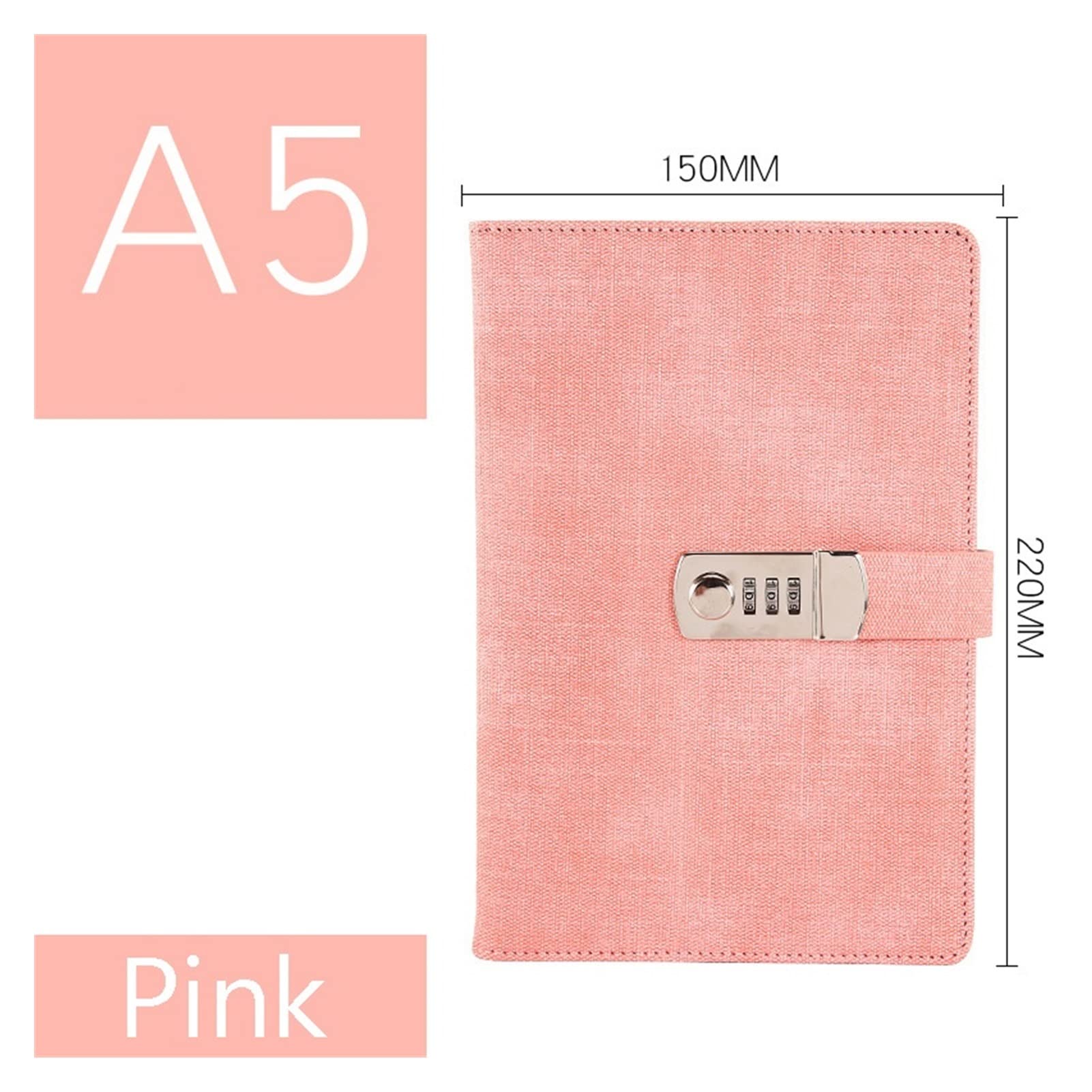 A5 Passwort-Notizbuch, Papier, abschließbar, Retro-Notizbuch, PU-Leder, Tagebuch mit Schloss, Traveler Journal, Wochenplaner, Schulschreibwaren