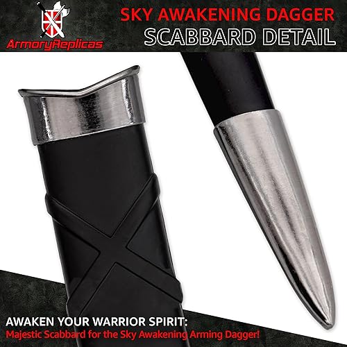 Miniatura 3 de Armory Replicas - Sky Awakening - Daga medieval de acero inoxidable - Recreación histórica de disfraz de caballero cuchillo de cosplay con vaina dura