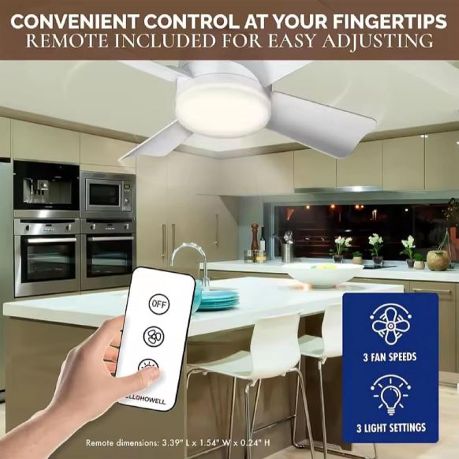 Bright & Cool Socket Fan with Light - Screws into Light Socket – Ceiling Fan with Lights & Remote with 3 Light & 3 Fan Speeds for Bedroom, Kitchen, Laundary, Living Room, Bathroom & Hotels