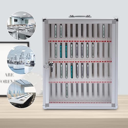 Miniatura 2 de LOYALHEARTDY 48 ranuras de aleación de aluminio Pocket Chart Wall Teléfonos celulares Gabinete de almacenamiento con puerta de gabinete de acrílico