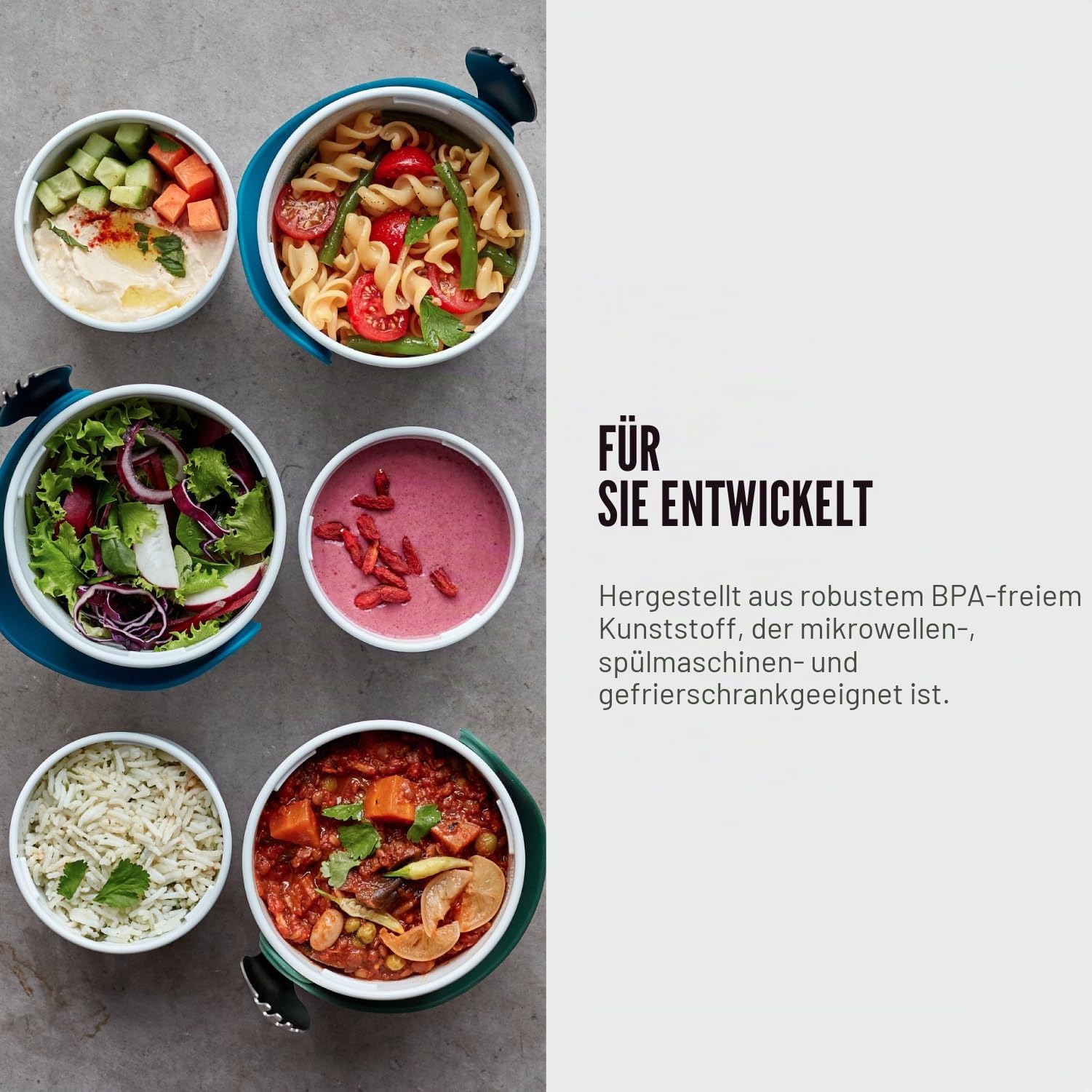 BLACK + BLUM Original Lunchpot 300 & 600 ml | Olive | Zwei 100% auslaufsichere Meal Prep Boxen | Lunch Box inkl. Edelstahl-Göffel & Tragegriff | Mikrowellengeeignet | BPA-freie Lunchbox Erwachsene