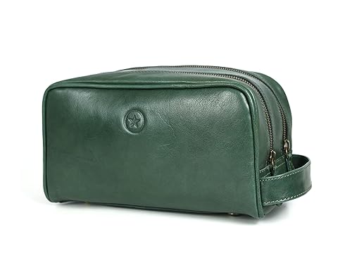 Miniatura 8 de Aaron Leather Goods - Neceser de viaje, de cuero de alta calidad, con forro impermeable  Dopp de estilo vintage, hecho a mano, tamaño king - Kit