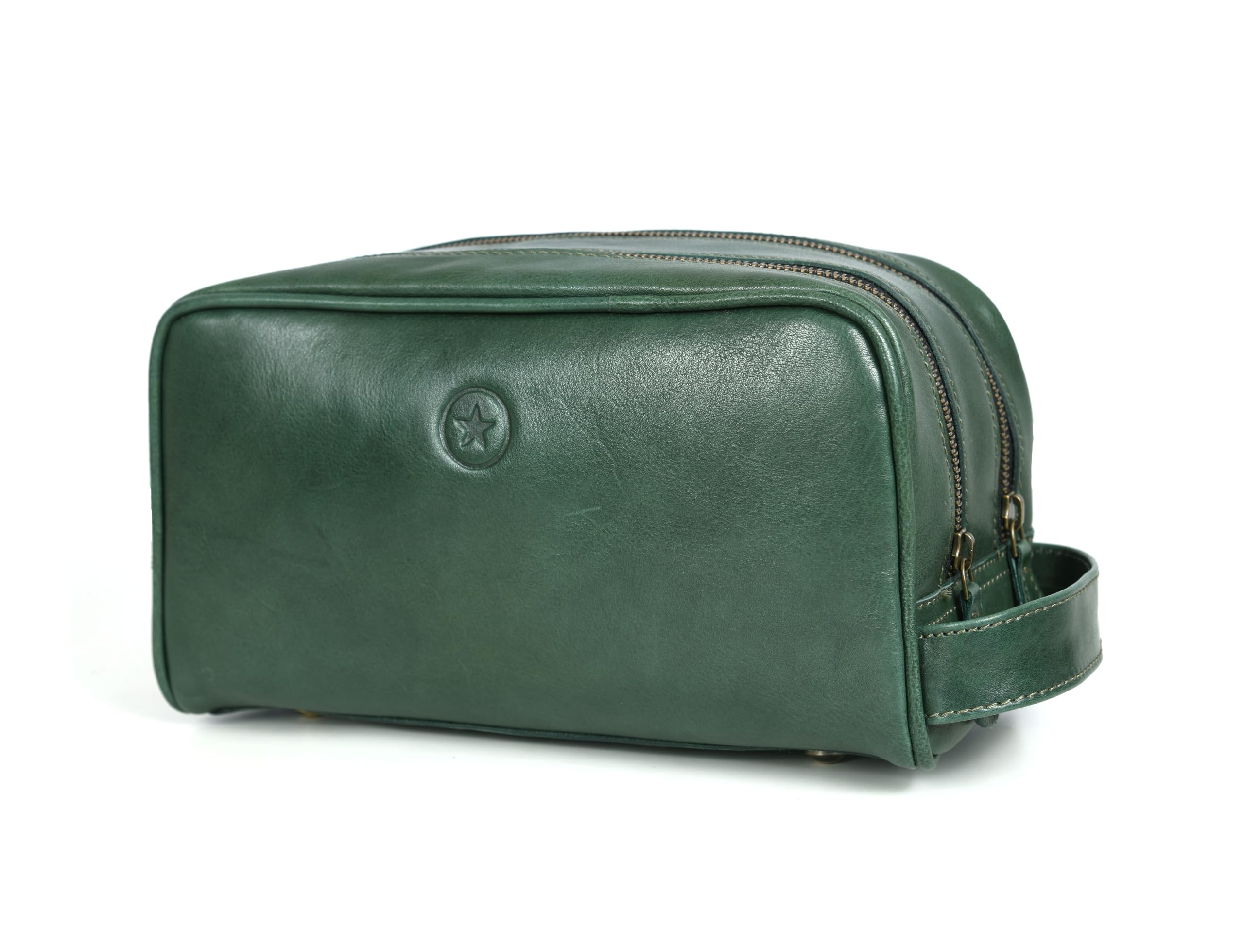 10" Premium Leather Toiletry Travel Pouch with Waterproof Lining | King-Size Handcrafted Vintage Dopp - Kit ~ Gift for Father's Day by Aaron Leather Goods