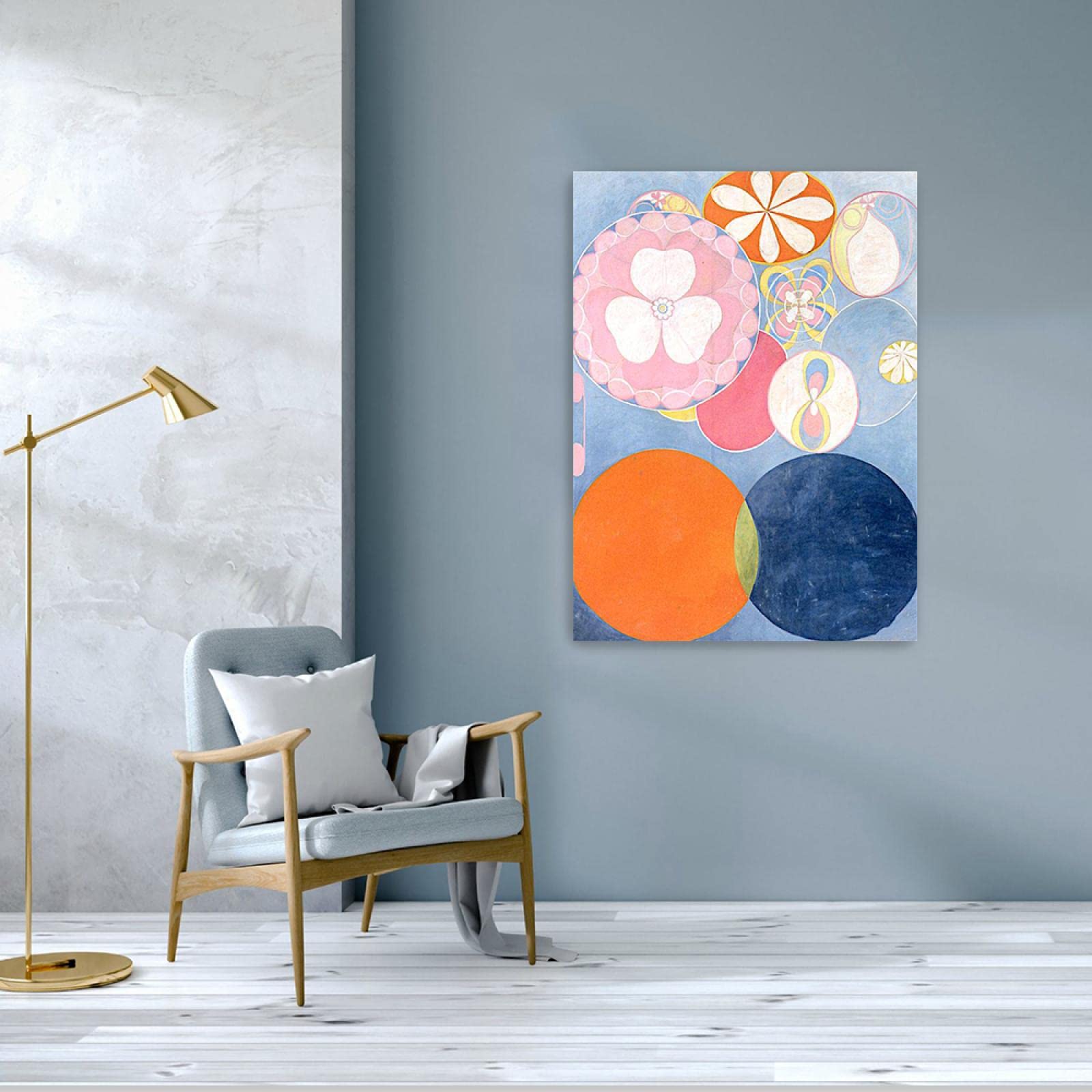 JZSDGB Hilma af Klint Wydruki na płótnie i plakat słynny obraz abstrakcyjna sztuka ścienna 'The Ten Largest, nr 02' reprodukcje na płótnie - drewno oprawione i gotowe do powieszenia obrazy do dekoracji domu 30 x 42 cm