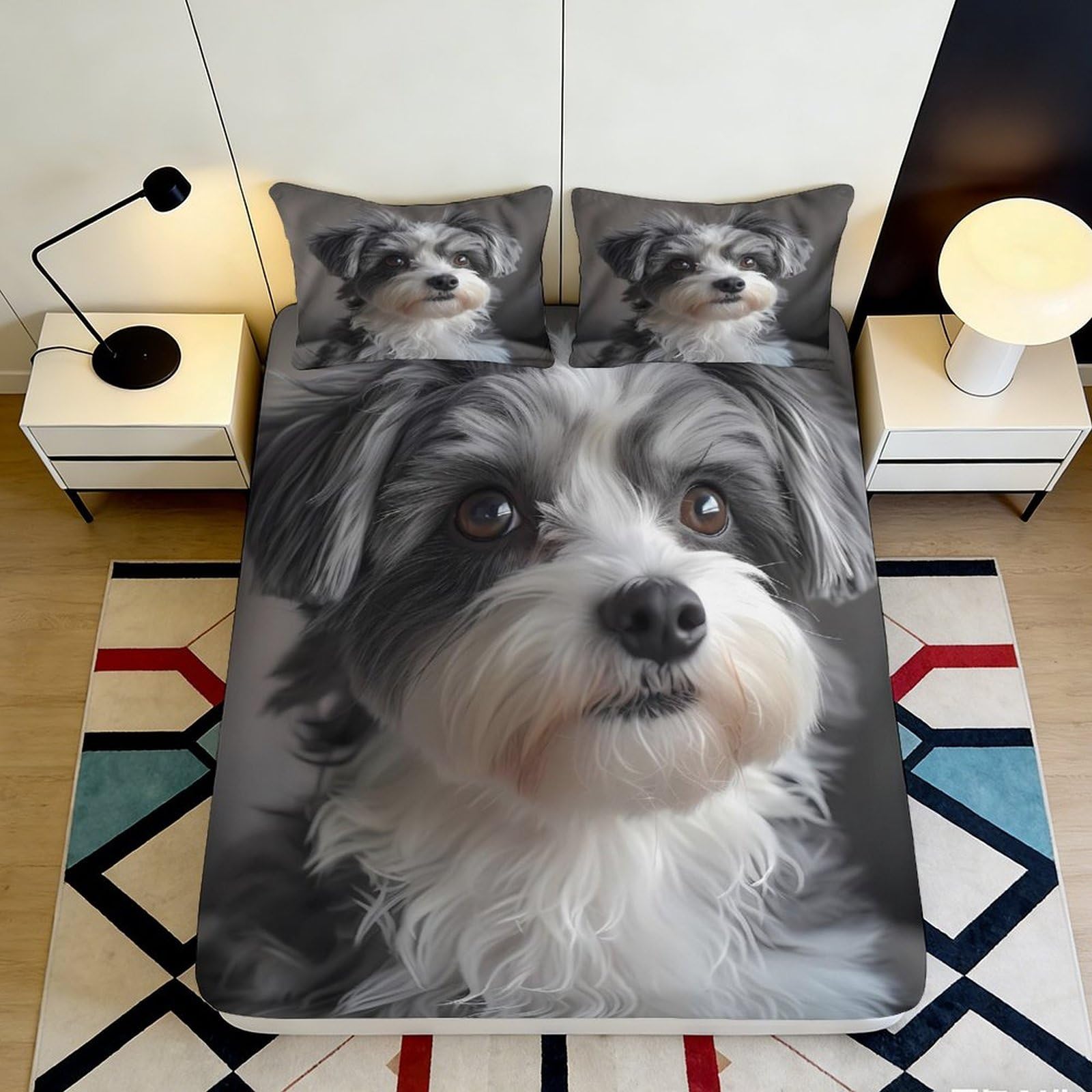 3D Printed Winter Village Fitted Sheet Microfiber Deep Pocket Non-Slip Christmas Scene Mattress Fitted Cover Washable 180x200x25cm