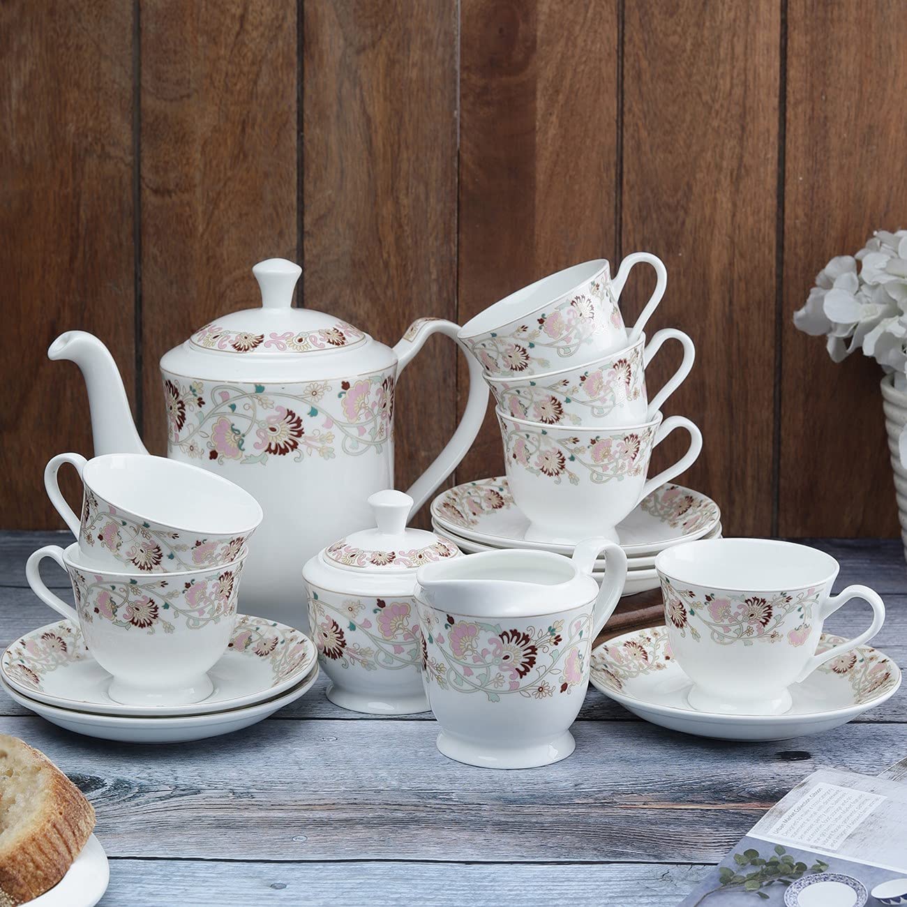 Clay Craft New Georgian Series Fine Ceramic Tea Set of 15 (1 Tea
