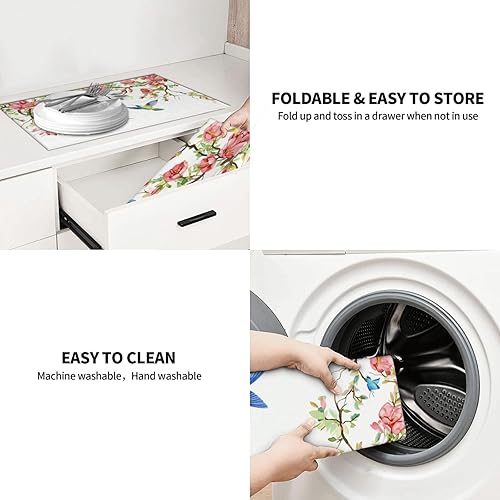 Vista 40 de Tapete de secado de platos de limón de 18 x 24 pulgadas para encimera de cocina, almohadilla absorbente de microfibra para escurrir platos, tapetes