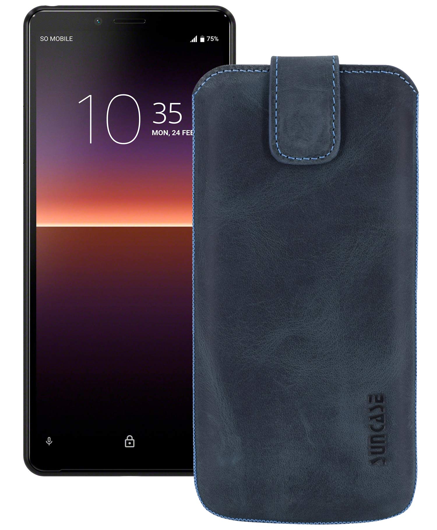 Mobile Phone Case Compatible with Sony Xperia 1 II 2 (2020) with Additional Case / Shell / Bumper Tab with Pull-Up Function / Leather Protective Case in Pebble Blue