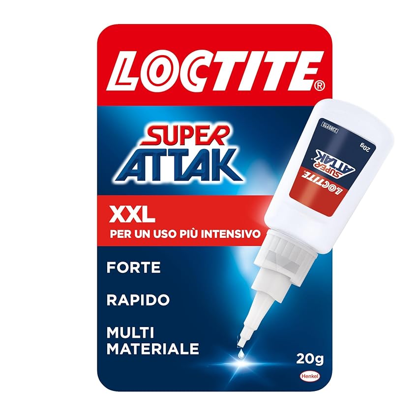 Loctite Super Attak XXL 20g, Colla liquida trasparente per applicazioni precise, Colla attaccatutto forte e resistente, Adesivo per legno, plastica, gomma, metallo, 1x20g