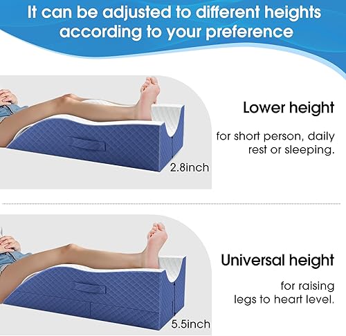 Miniatura 6 de Almohadas de elevación para pierna después de la cirugía, almohada de cuña ajustable de espuma viscoelástica para lesiones o descanso, almohada de