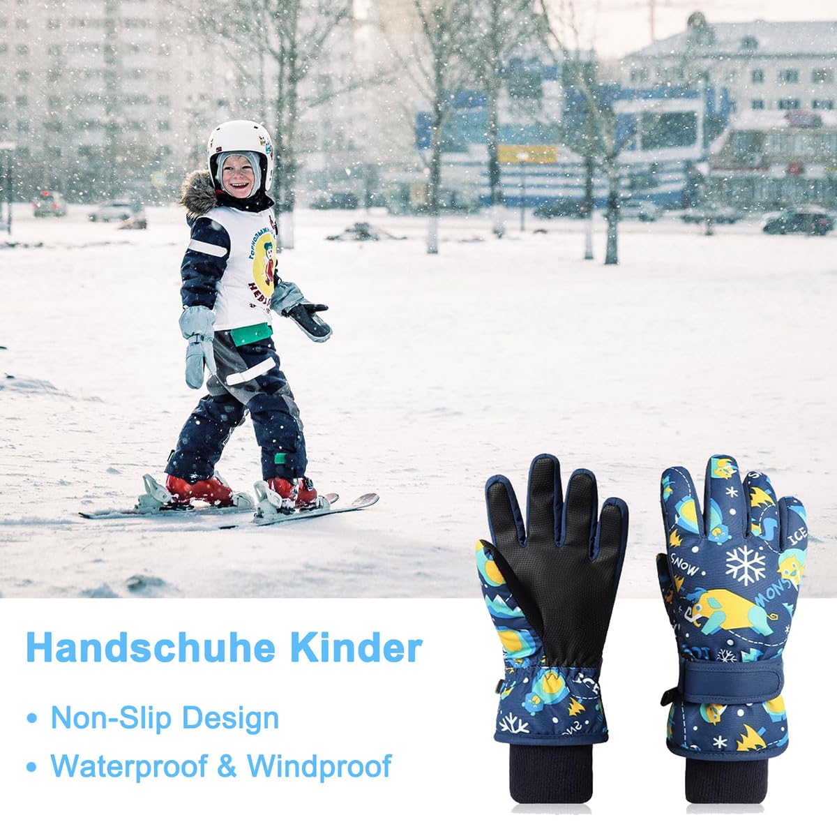 Guanti Da Sci Bambini Impermeabili 6-12 Anni - Antiscivolo E Caldissimi Per Neve E Sport Invernali - Foto 3