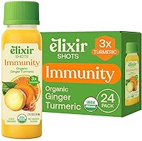 Vista 10 de Elixir Shots, Inmunity Daily Wellness Shot con cúrcuma prensada en frío, jengibre, limón, naranja y pimienta negra, sin azúcares añadidos ni