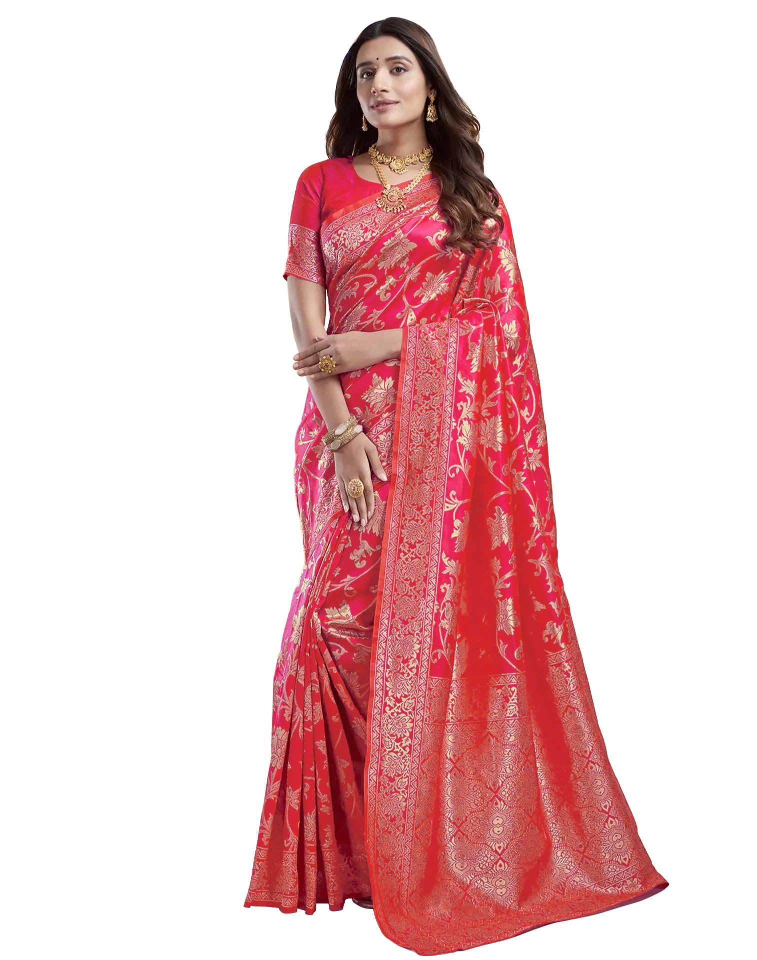 sugathari Women's Pure Kanjivaram Silk Saree Banarasi Silk Saree With Blouse Piece (SAM PARI S-7)-picture-20