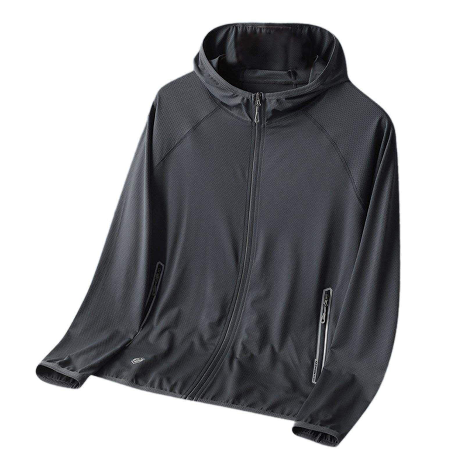 Qianly Mens Sun Protection Jacket Cooling Men Sun Shirts for Golf Riding Hiking Sports Dark Gray