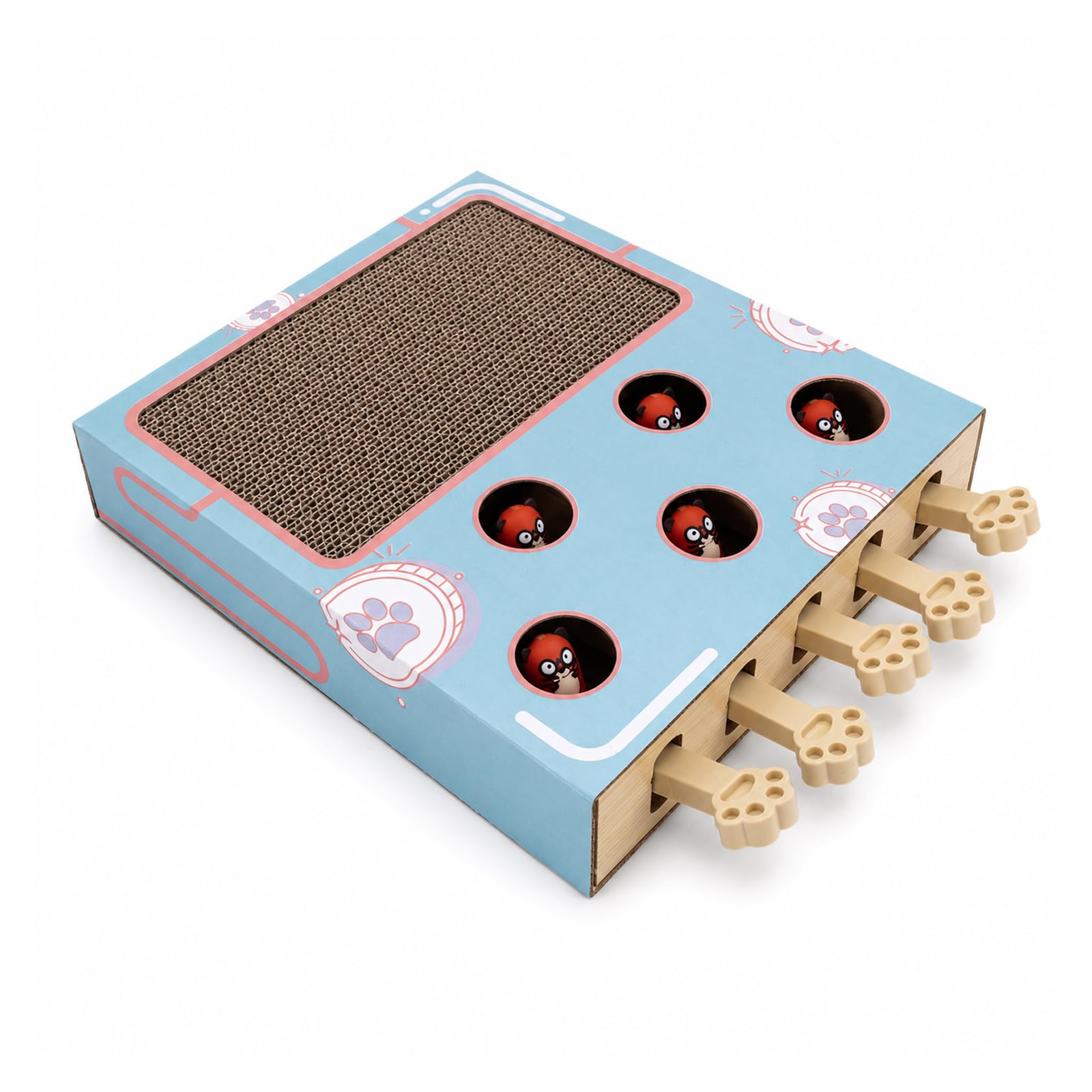 Whack-a-Mole Jouet interactif pour chat 3 en 1 - Planche à gratter et jouet intelligent d'intelligence interactif pour chat - Boîte de récupération de souris interactive contre l'ennui, le stress et