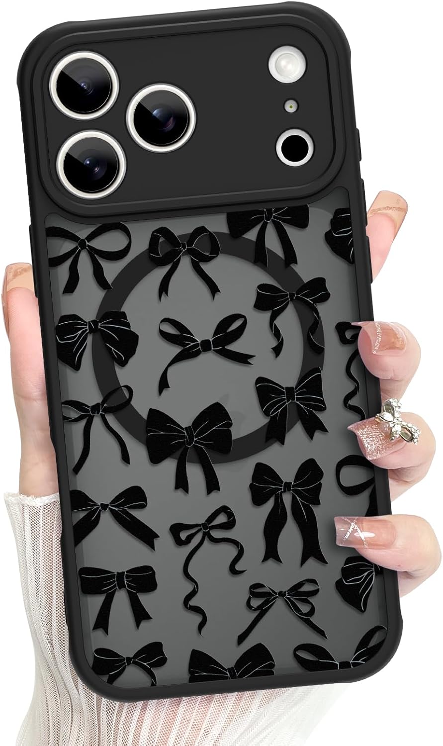 MZELQ Compatible with iPhone 17 Pro Case Support for MagSafe, Cute Flower Pattern Soft TPU Bumper Full Camera Protection Shockproof Protective Cover, Orange