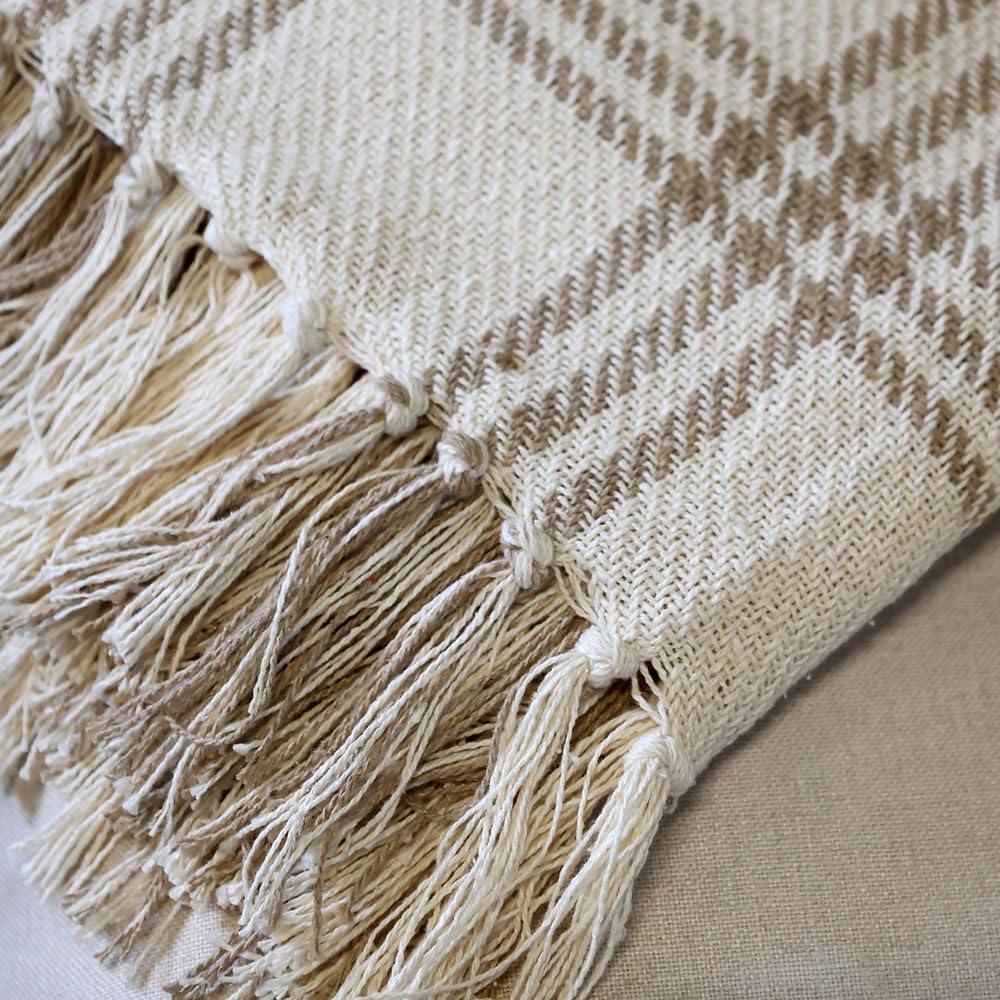 Premium Cotton Checkered Throw Blanket – 60 x 50 inches, Material: 100% Cotton | Style: Boho Checkered (White)-image-22