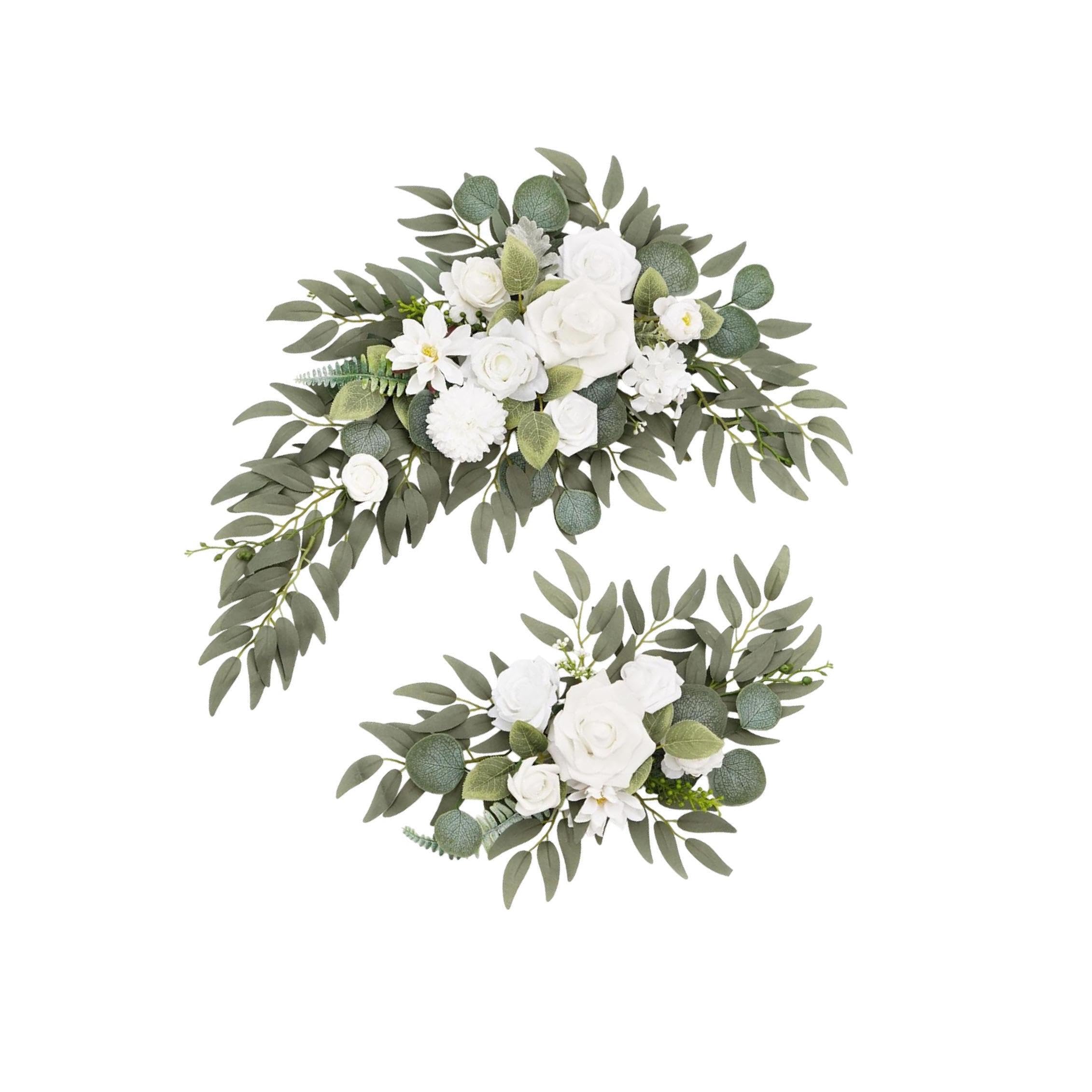 Alcxazs Green Wedding Arch Flowers Magnificent Swag Arrangement Leaves Rustic Elements Unforgettable Wedding Celebrations Arch Flowers Artificial Floral Swag