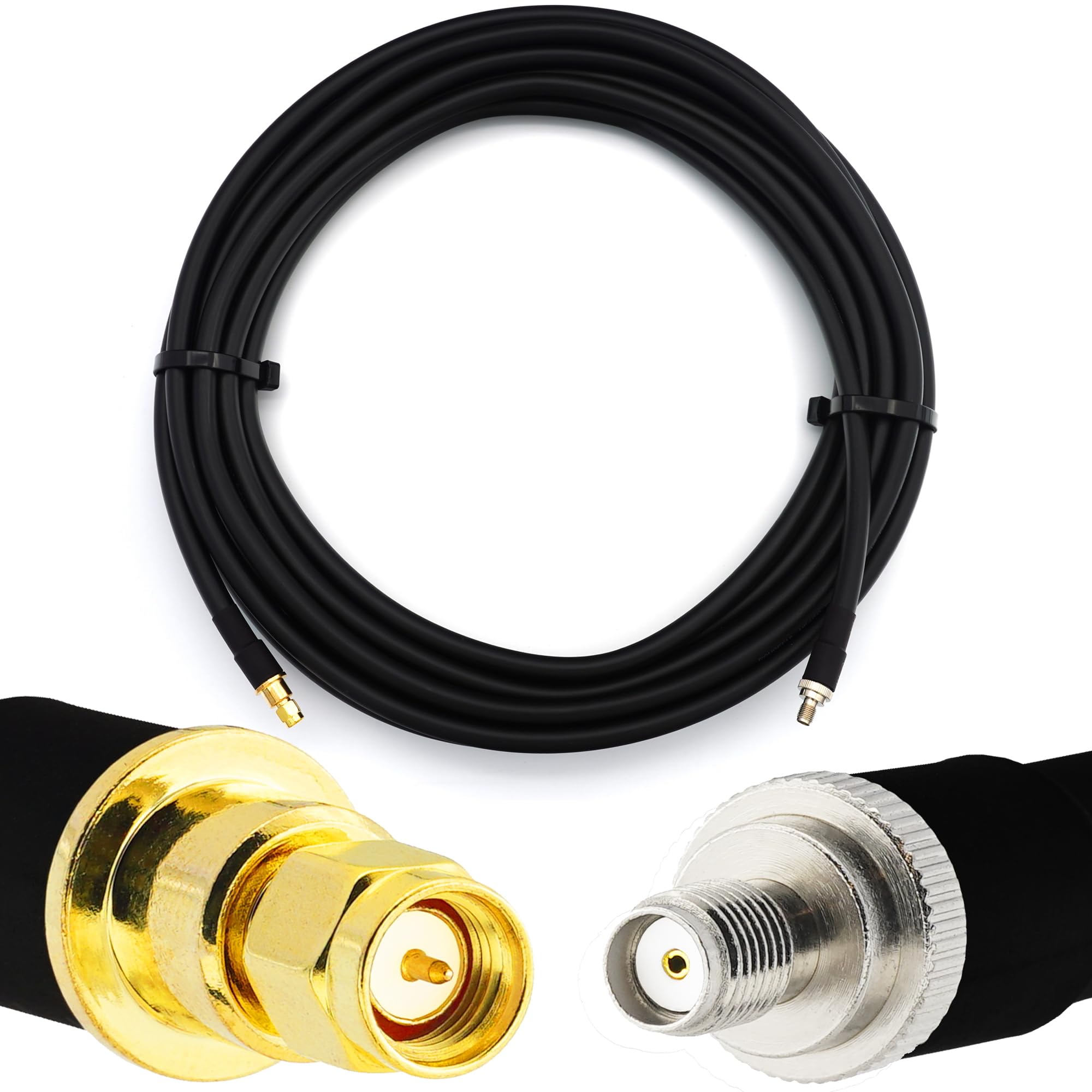 SMA Stecker auf SMA Buchse 10m Koaxialkabel — Vollkupfer HF400 Flexibles Verlängerungskoax 50 Ohm (LMR400 UF UltraFlex Äquivalent) — für LTE GSM 4G 5G 6G Mobile Signal Router Antenne