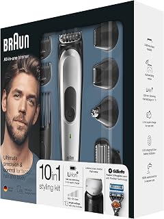 Braun 10-in-1 Trimmer MGK7020 Barttrimmer und Haarschneider, Schwarz/Silber