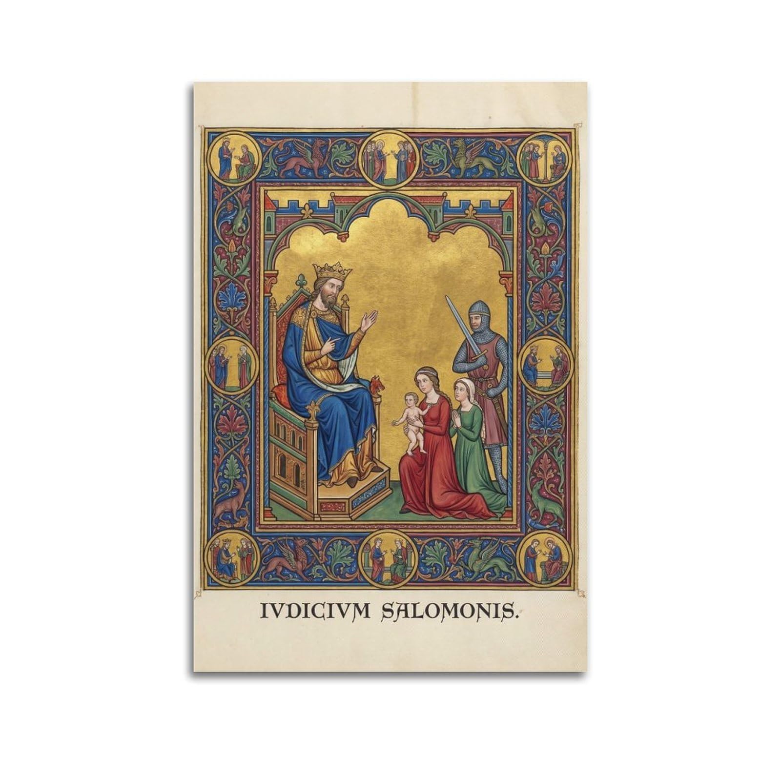 OKNGB Classical Bible Religious Poster The Judgment of Solomon Decorative Painting Canvas Art Picture 24x36inch(60x90cm)