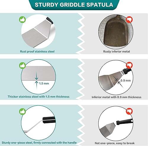 Miniatura 5 de Leonyo - Juego de 20 accesorios para parrilla, accesorios de parrilla para Blackstone, kit de prensa de hamburguesas con espátula de acero