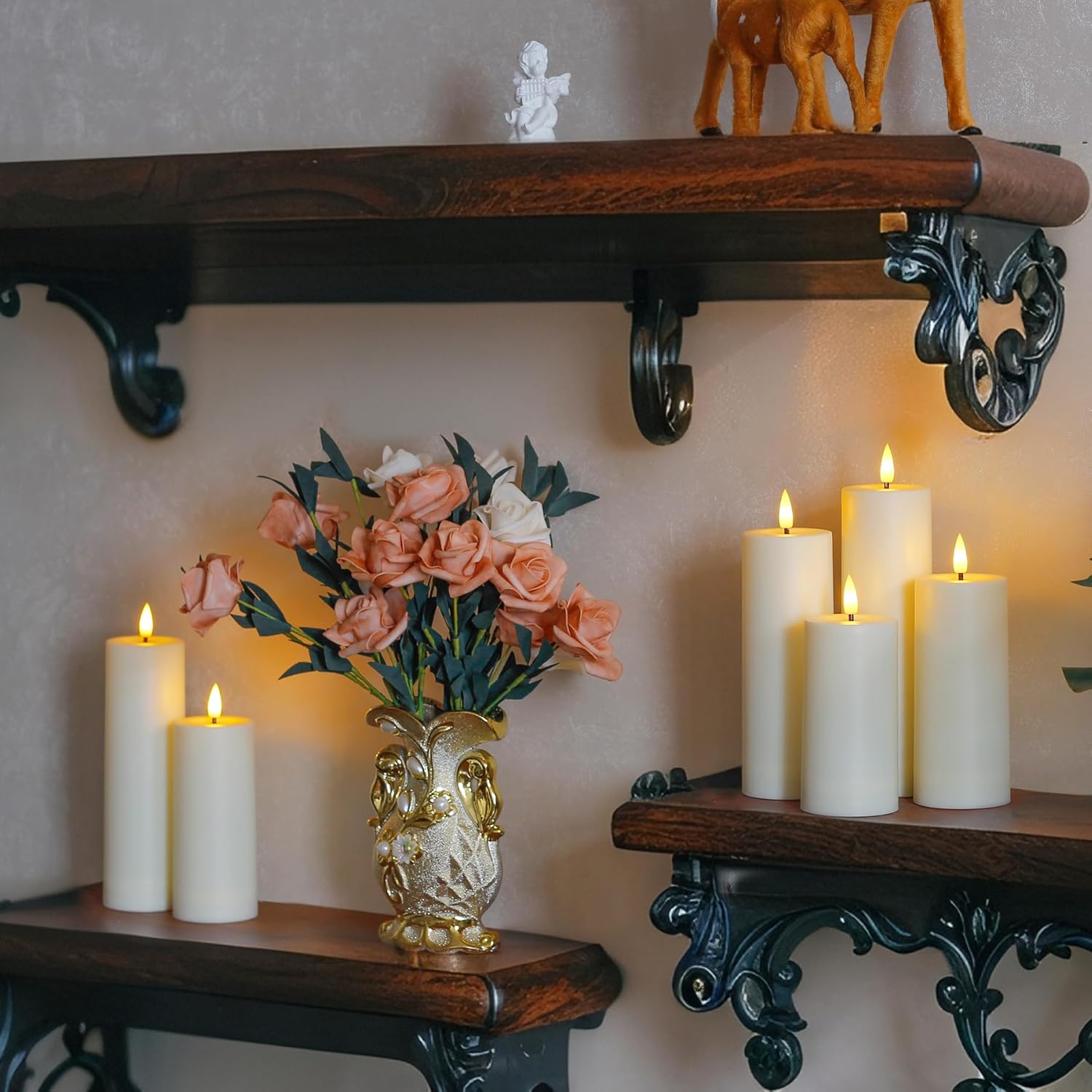 8pcs Waterproof Plastic Flameless 2.2" x4" 4" 5" 5" 6" 6" 7" 7" Flickering Ivory Candles with Remote and Timer, Outdoor LED Battery Operated Warm Light Long Lasting 600 Hrs